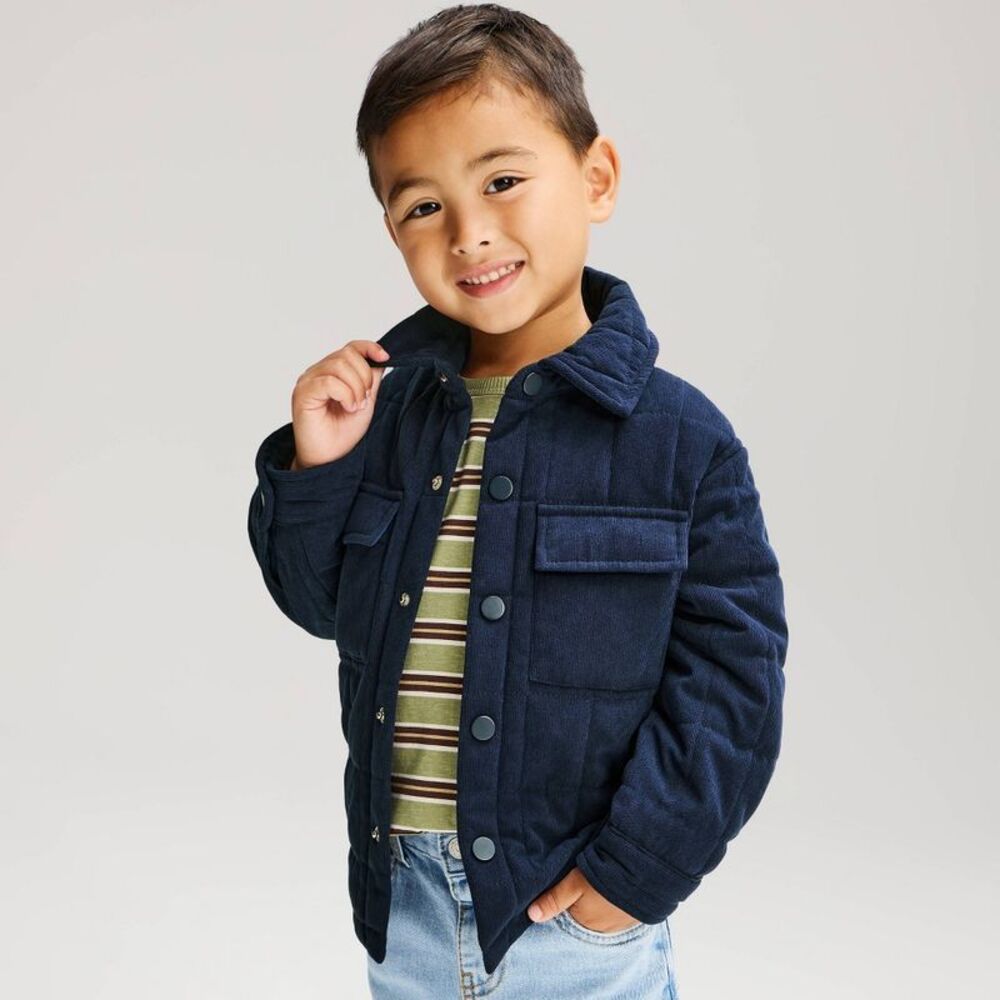 Toddler Boys' Quilted Corduroy Jacket - Cat & Jack Navy 3T